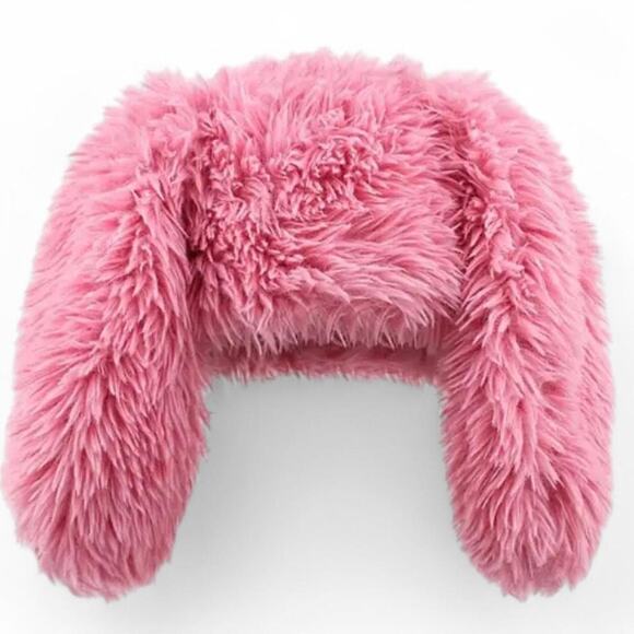 Super Cute! Pink Bunny Long Ears Faux Fur Snow Winter FW Hat OS Kawaii Cutecore - Picture 1 of 2